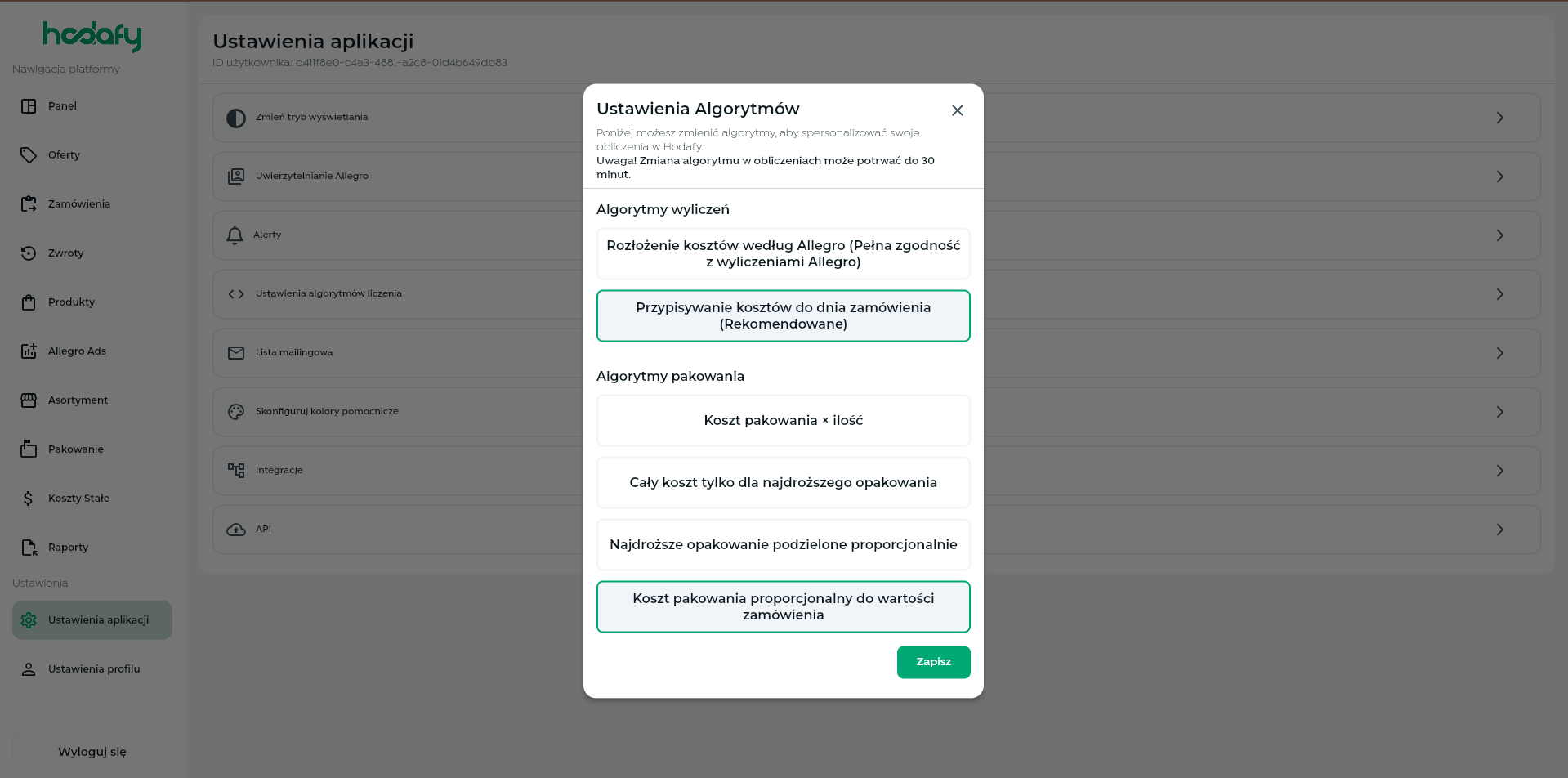 Alternatywny tryb liczenia kosztów